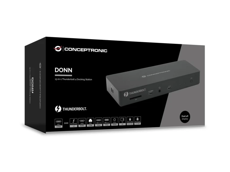Stacja dokująca CONCEPTRONIC 13-1 USB-C->HDMI/2xUSB-A/2xUSB-C/+ 96W bk