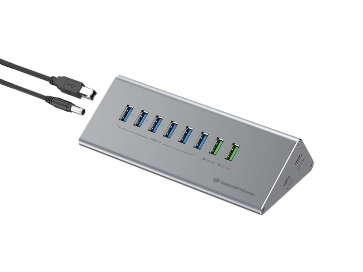 CONCEPTRONIC 10-portowy koncentrator USB-A3.0/-C Adapter -> 6xA3.0+m.Netz. Gr
