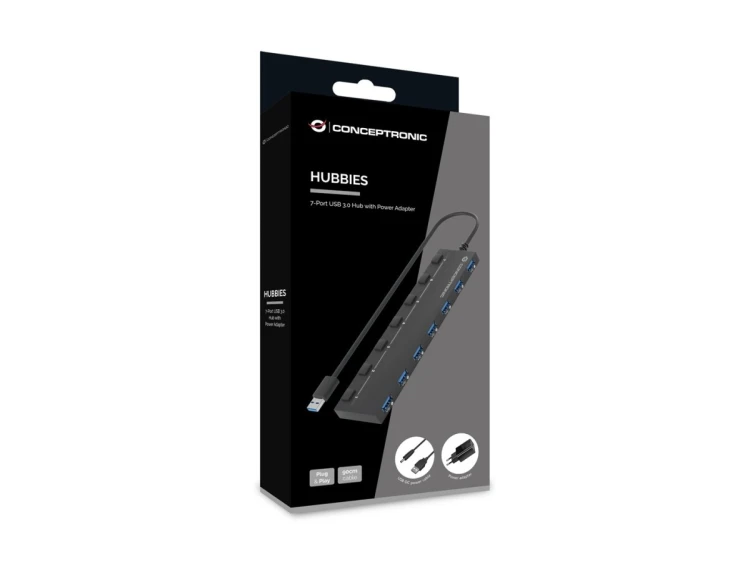 Conceptronic HUBBIES19BP huby i koncentratory USB 3.2 Gen 1 (3.1 Gen 1) Type-A 5000 Mbit/s Czarny
