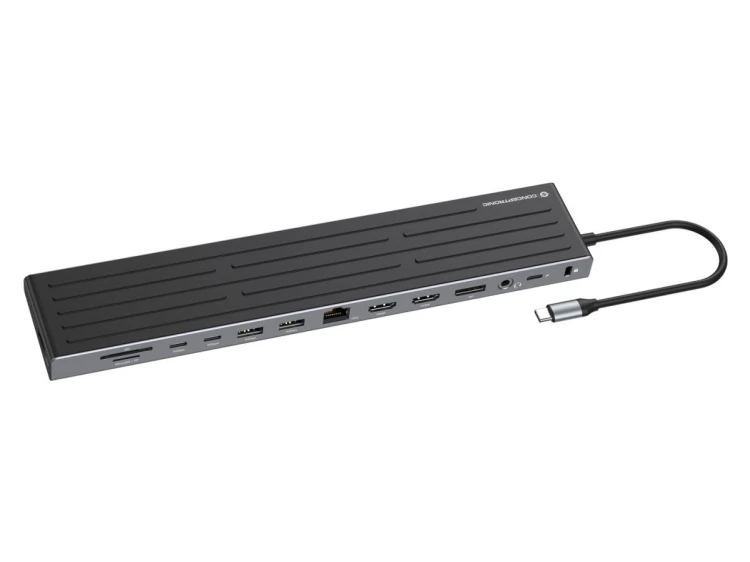 Stacja dokująca CONCEPTRONIC 14-1 USB-C->2xHDMI/DP/2xUSB-C/+ 18cm bk
