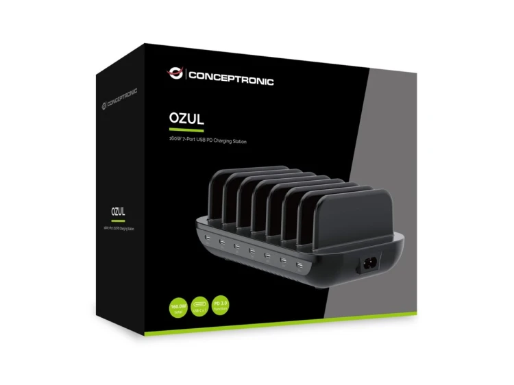 CONCEPTRONIC Ładowarka 7Port 7xUSB-C Multi 160WPD3.0 bk