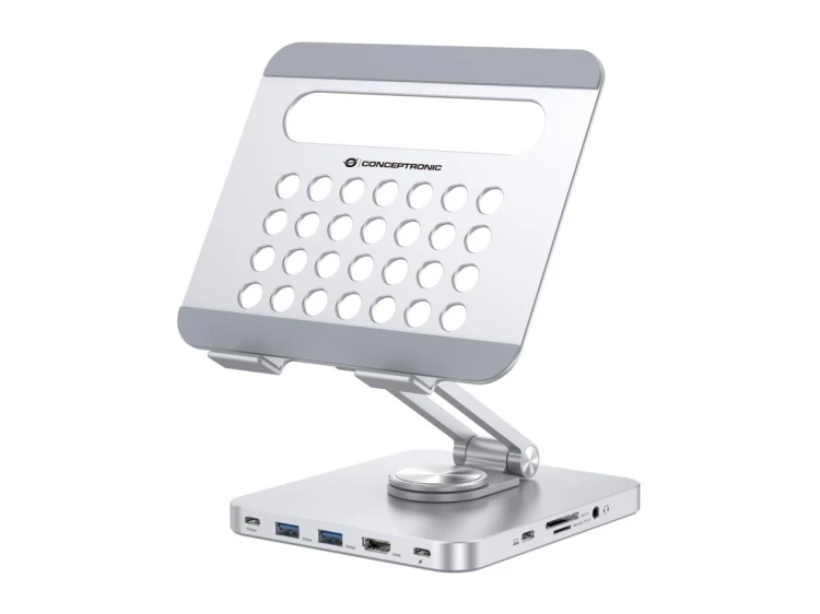 Uchwyt na tablet CONCEPTRONIC ze stacją dokującą 8 w 1 srebrny