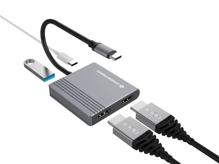 Conceptronic DONN13G stacja dokująca Przewodowa USB 3.2 Gen 1 (3.1 Gen 1) Type-C Szary