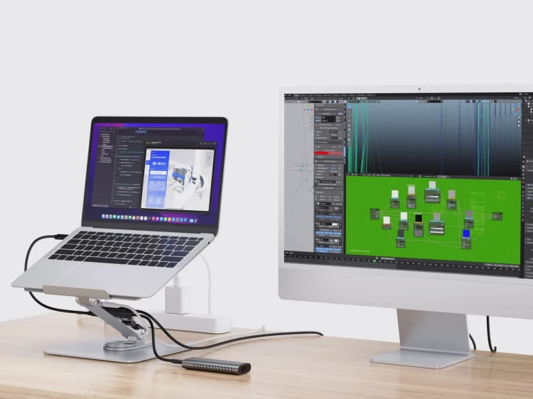 CONCEPTRONIC Uchwyt na laptopa ze stacją dokującą 7 w 1 srebrny