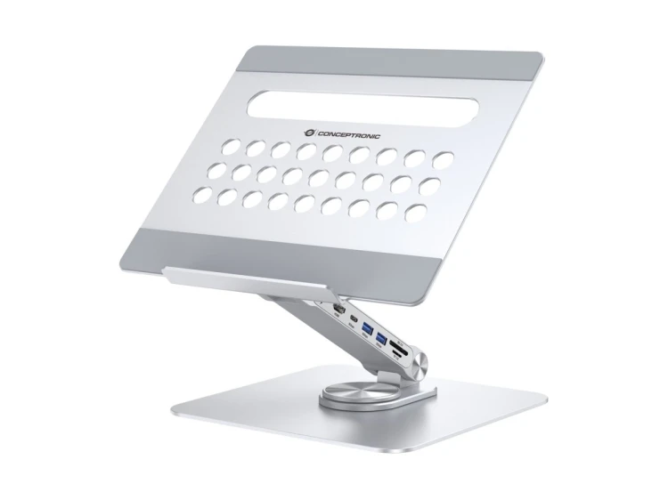 CONCEPTRONIC Uchwyt na laptopa ze stacją dokującą 7 w 1 srebrny