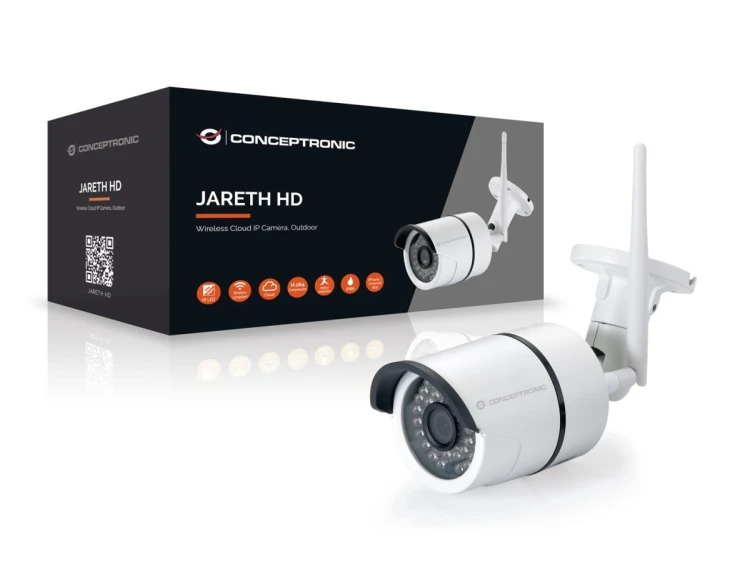 Bezprzewodowa kamera IP w chmurze Conceptronic JARETH HD - Sieciowa kamera bezpieczeństwa - Zewnętrzna - Odporna na warunki atmosferyczne - Kolor (dzi