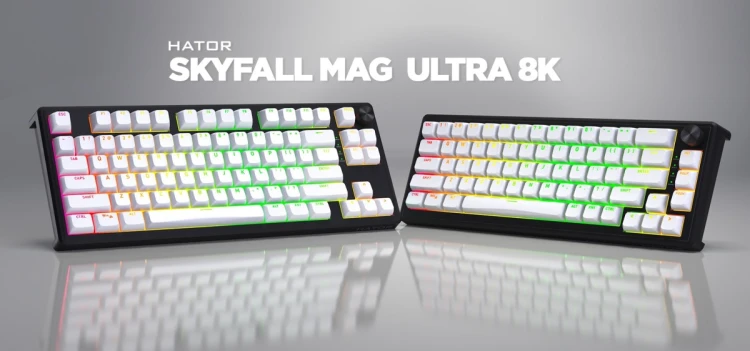 HATOR Skyfall 65 MAG ULTRA 8K klawiatura Gaming USB QWERTY US English Czarny, Biały