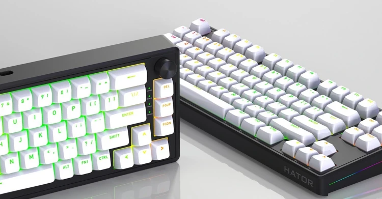 HATOR Skyfall 65 MAG ULTRA 8K klawiatura Gaming USB QWERTY US English Czarny, Biały