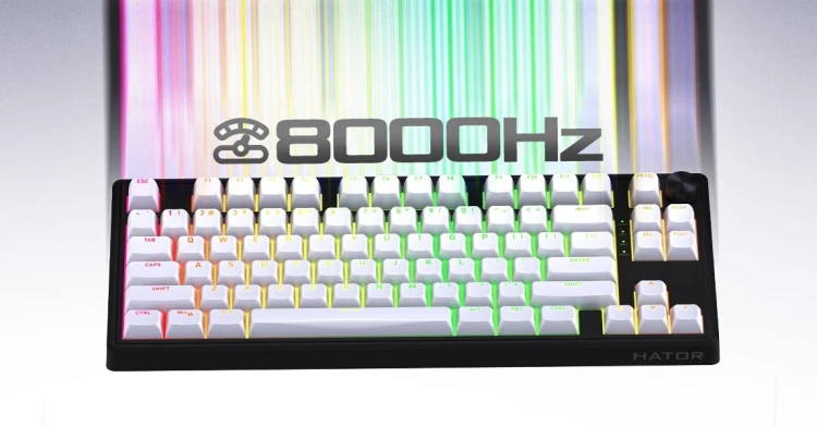 HATOR Skyfall 80 MAG ULTRA 8K klawiatura Gaming USB QWERTY US English Czarny, Biały