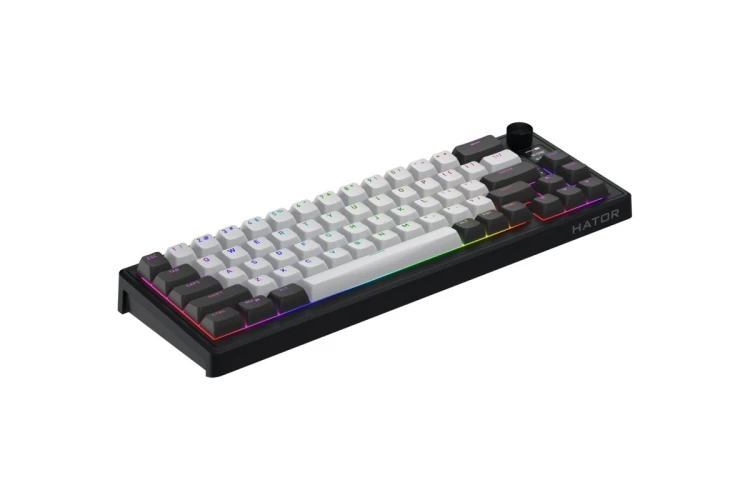 HATOR Skyfall Pro Wireless 65 klawiatura Gaming USB + RF Wireless + Bluetooth QWERTY US English Czarny, Szary