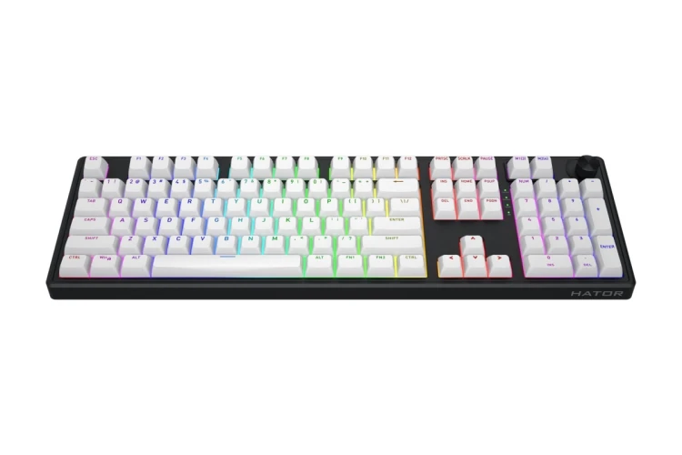 HATOR Skyfall Wireless 100 klawiatura Gaming USB + RF Wireless + Bluetooth QWERTY US English Czarny, Biały