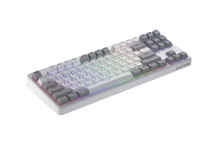 HATOR Rockfall 3 TKL Wireless klawiatura Uniwersalne USB + RF Wireless + Bluetooth QWERTY Angielski Biały
