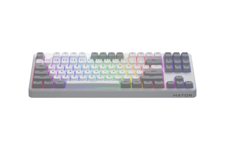 HATOR Rockfall 3 TKL Wireless klawiatura Uniwersalne USB + RF Wireless + Bluetooth QWERTY Angielski Biały