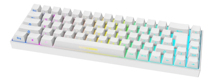 Deltaco Gaming GAM-100-W-DE klawiatura USB + RF Wireless + Bluetooth QWERTZ Niemiecki Biały