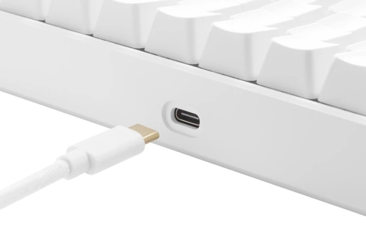 Deltaco Gaming GAM-100-W-DE klawiatura USB + RF Wireless + Bluetooth QWERTZ Niemiecki Biały