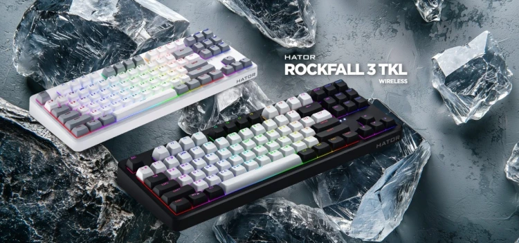 Klawiatura dla graczy Hator Rockfall 3 TKL Wireless mechaniczna czarna (klawisze czarno-białe)
