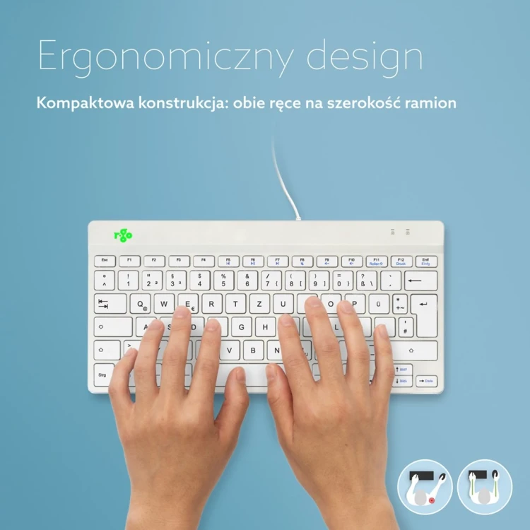R-Go Tools Ergonomiczna R-Go Compact Break klawiatura, z oprogramowaniem do robienia przerw, QWERTZ (DE), przewodowa, biała