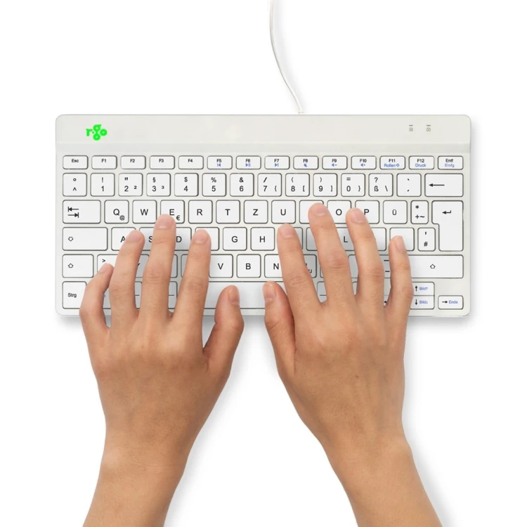 R-Go Tools Ergonomiczna R-Go Compact Break klawiatura, z oprogramowaniem do robienia przerw, QWERTZ (DE), przewodowa, biała