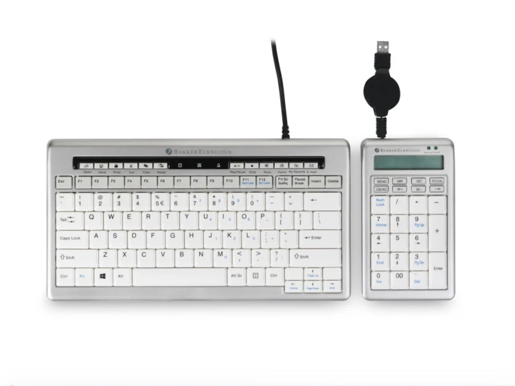 BakkerElkhuizen S-board 840 Numeric klawiatura numeryczna PC USB Jasny Szary, Biały