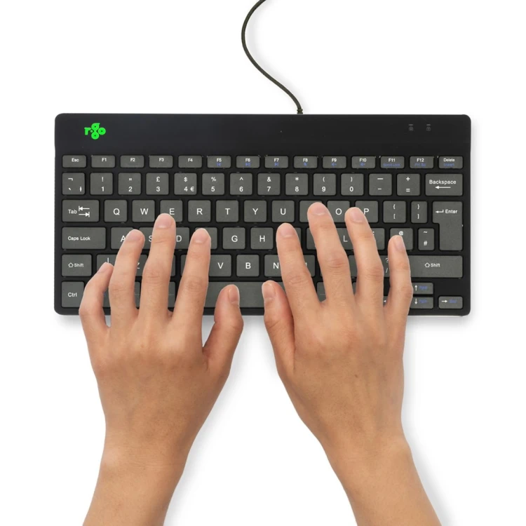 R-Go Tools Ergonomiczna R-Go Compact Break klawiatura, z oprogramowaniem do robienia przerw, QWERTY (UK), przewodowa, czarna