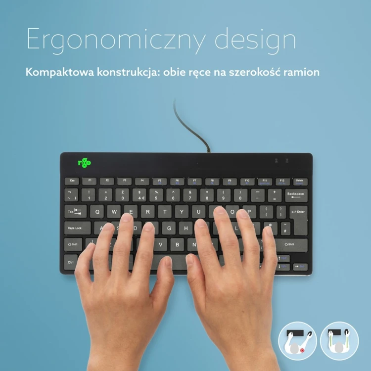 R-Go Tools Ergonomiczna R-Go Compact Break klawiatura, z oprogramowaniem do robienia przerw, QWERTY (UK), przewodowa, czarna