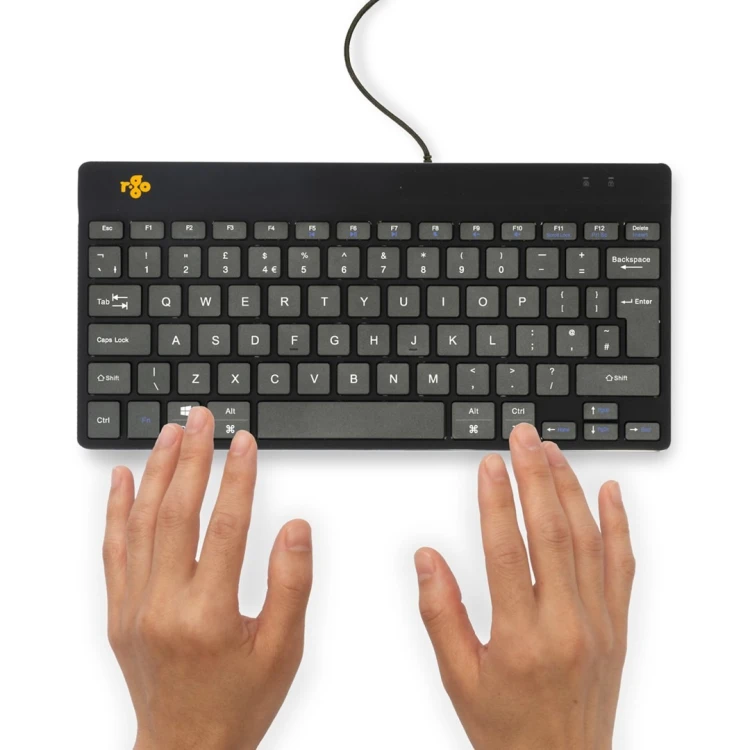 R-Go Tools Ergonomiczna R-Go Compact Break klawiatura, z oprogramowaniem do robienia przerw, QWERTY (UK), przewodowa, czarna