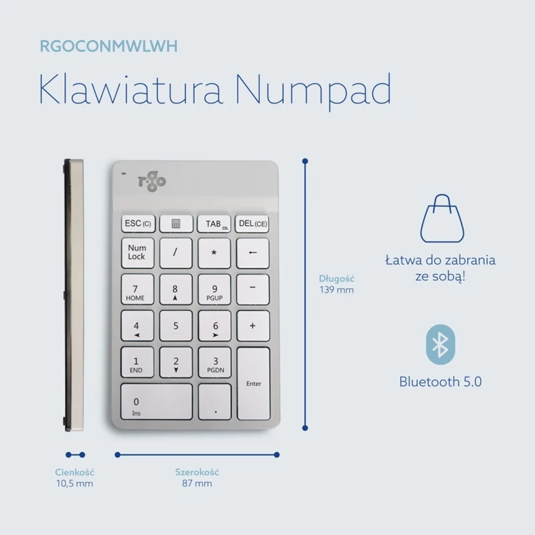 R-Go Tastatur Nummernblock Break Bluetooth weiĂź