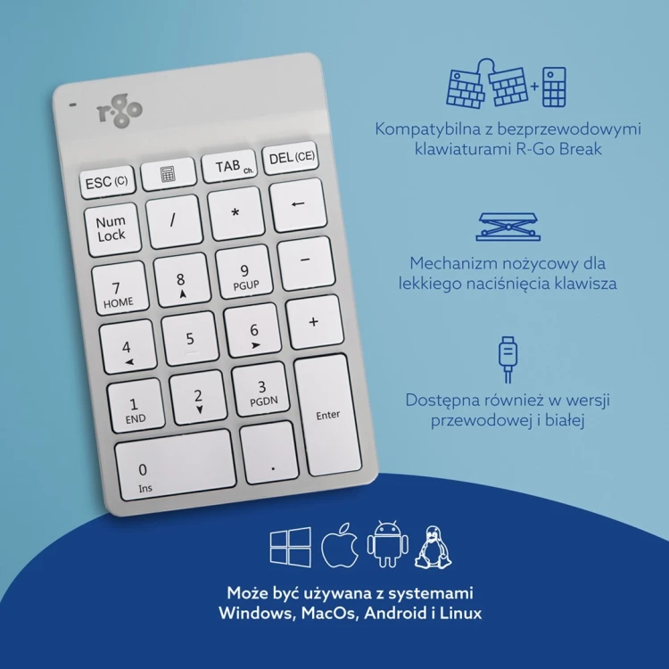 R-Go Tastatur Nummernblock Break Bluetooth weiĂź