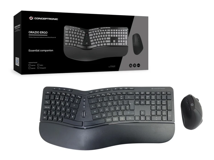 Conceptronic ORAZIO02PT klawiatura Dołączona myszka Biuro RF Wireless QWERTY Portugalski Czarny