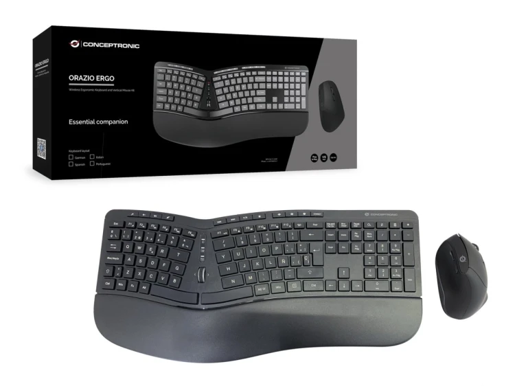 Conceptronic ORAZIO02ES klawiatura Dołączona myszka Biuro RF Wireless QWERTY Hiszpański Czarny