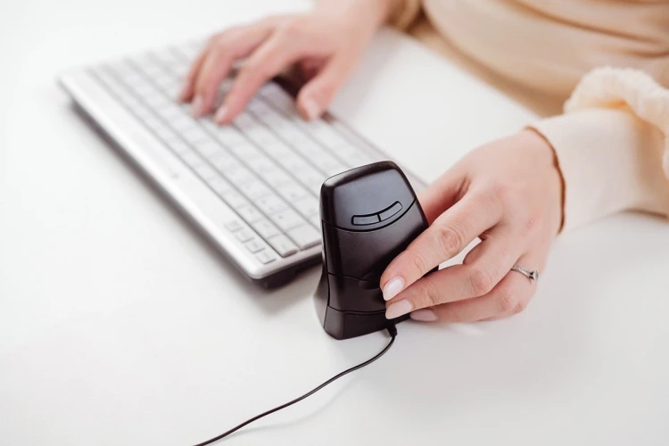Mysz pionowa Bakker Elkhuizen DXT 3 - ergonomiczna, prawo- i leworęczna - optyczna - 7 przycisków - bezprzewodowa, przewodowa - 2,4 GHz, USB-C - odbio