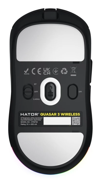 HATOR Quasar 3 Wireless myszka Gaming Oburęczny RF Wireless + Bluetooth + USB Type-A Optyczny 12000 DPI