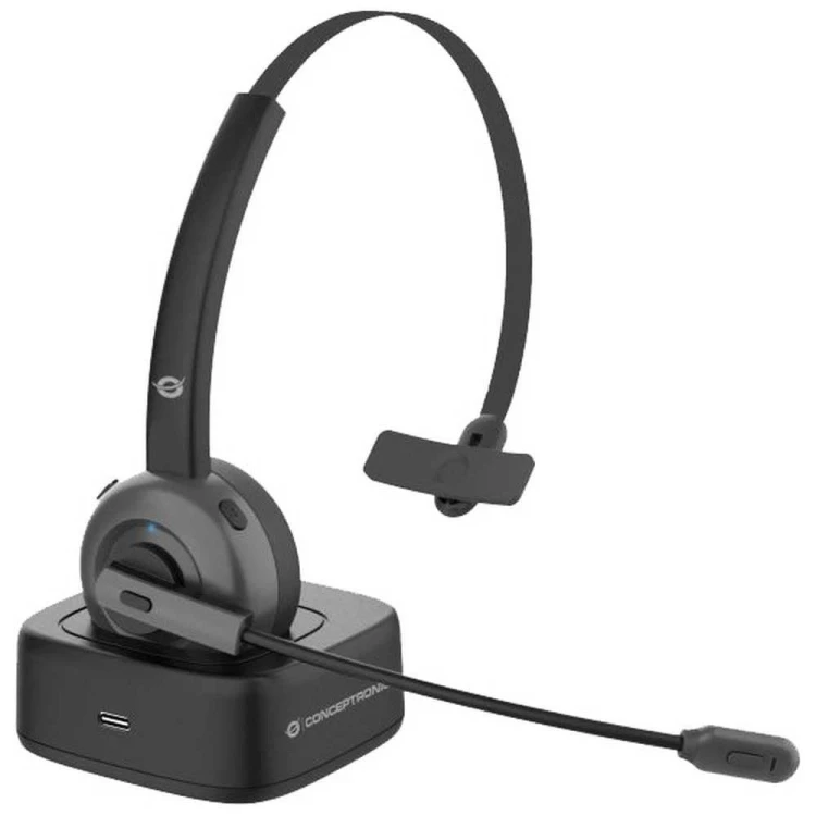 Conceptronic POLONA03BDA słuchawki/zestaw słuchawkowy Bezprzewodowy Opaska na głowę Biuro/centrum telefoniczne Bluetooth Podstawka do ładowania Czarny