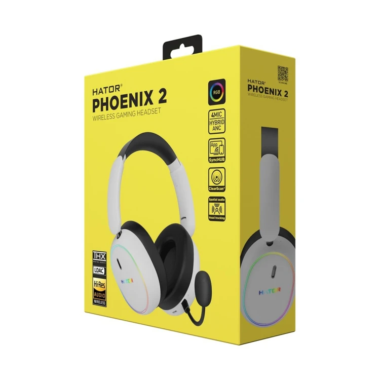 Słuchawki dla graczy Hator Phoenix 2 Wireless bezprzewodowe białe