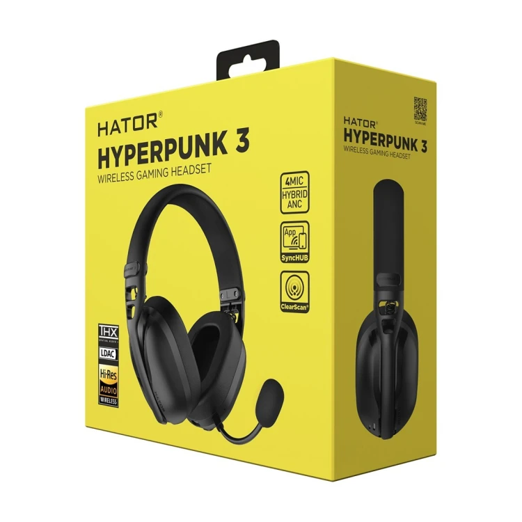 Słuchawki dla graczy Hator Hyperpunk 3 Wireless bezprzewodowe czarne