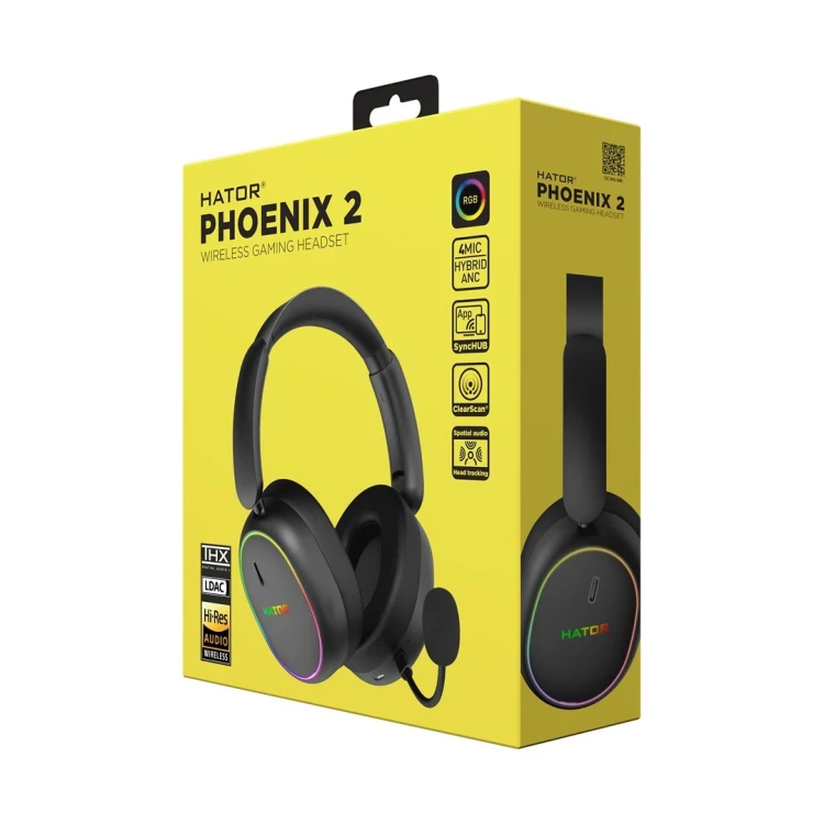 Słuchawki dla graczy Hator Phoenix 2 Wireless bezprzewodowe czarne