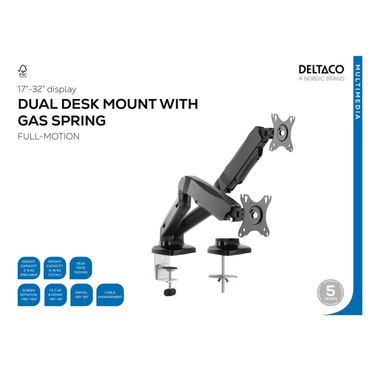 Deltaco ARM-1300 uchwyt do telewizorów 81,3 cm (32") Czarny