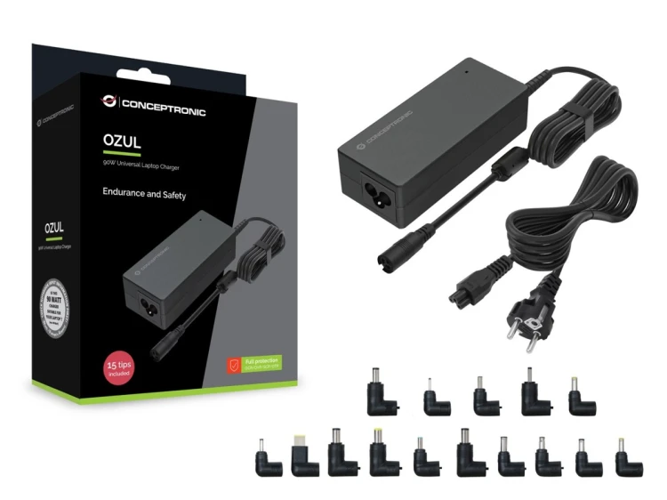 Conceptronic OZUL08B15 adapter zasilający/ inwentor Wewnętrzna 90 W Czarny