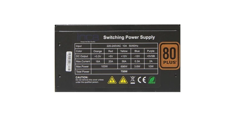 Inca IPS-075PG moduł zasilaczy 750 W 20+4 pin ATX ATX Czarny