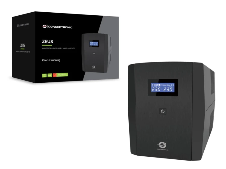Zasilacz awaryjny UPS Conceptronic 1200VA/720W/4xUK/HID USB/RJ45in/Out/AVR sw