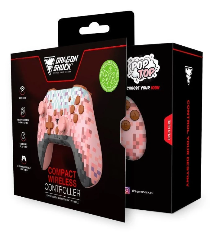 Dragonshock PopTop Różowy, Brązowy, Czarny, Jasny Niebieski, Fioletowy Bluetooth Gamepad Analogowa/Cyfrowa Nintendo Switch, PC