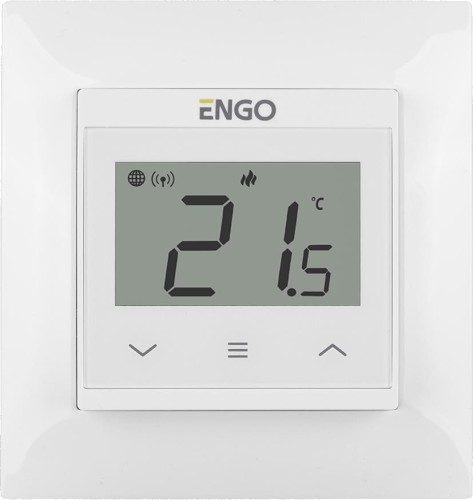 Regulator temperatury ENGO Controls E55-W do ramki 55x55, 230V, biały, Internetowy, Wi-Fi
