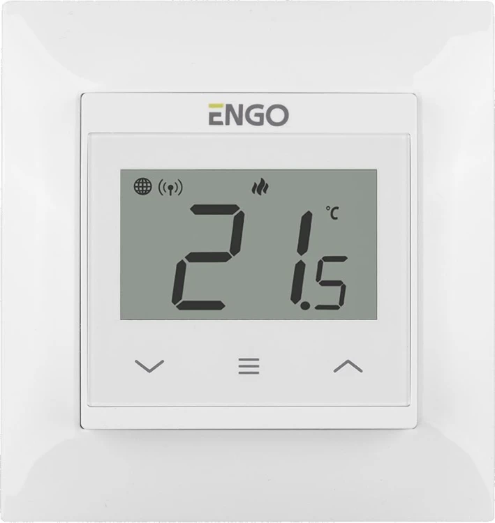 Regulator temperatury ENGO Controls E55-W do ramki 55x55, 230V, biały, Internetowy, Wi-Fi