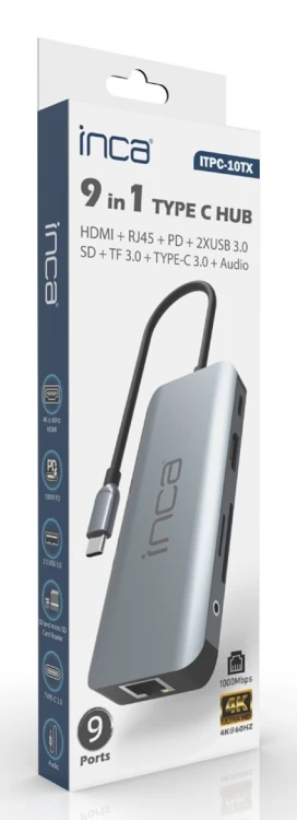 Inca ITPC-10TX huby i koncentratory USB Type-C 5000 Mbit/s Szary