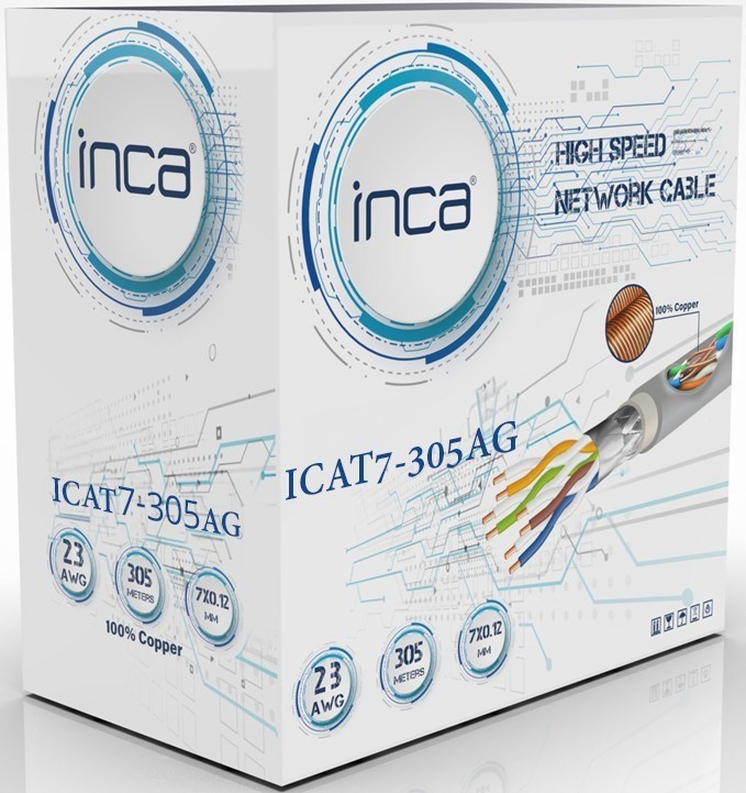 Kabel Ethernet INCA ICAT7-305AG S/FTP1 Kabel 23 AWG CAT7 305M