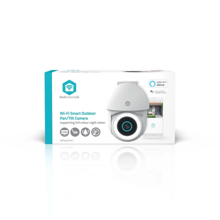 Kamera zewnętrzna Nedis Smartlife Wifi, IP65 czujnik ruchu, night vision, biały