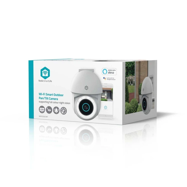 Kamera zewnętrzna Nedis Smartlife Wifi, IP65 czujnik ruchu, night vision, biały