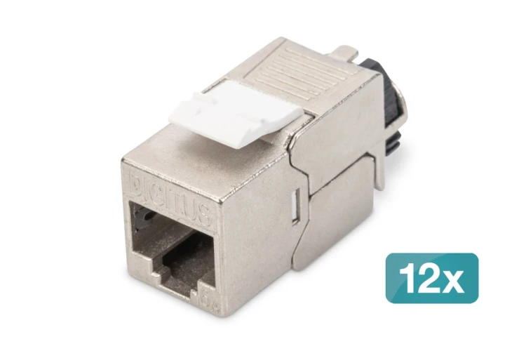 Digitus Moduł CAT 6A Keystone, ekranowany z inteligentnym menedżerem kabli - 12 szt.