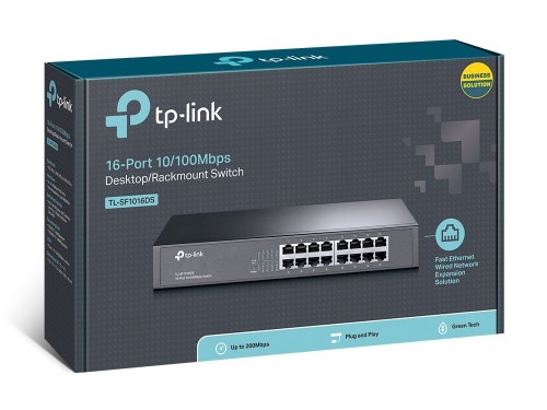 TP-Link TL-SF1016DS przełącznik sieciowy Nie zarządzany Fast Ethernet (10/100) 1U Czarny