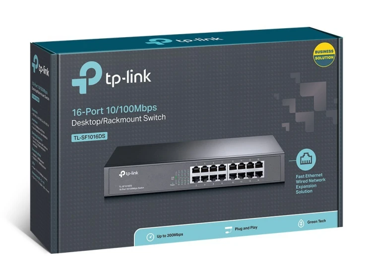 TP-Link TL-SF1016DS przełącznik sieciowy Nie zarządzany Fast Ethernet (10/100) 1U Czarny